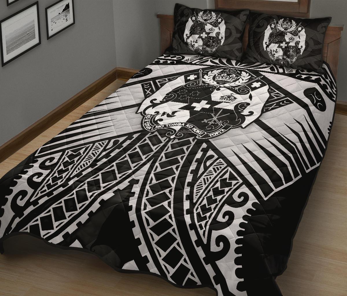 Tonga Polynesian Quilt Bet Set - Tonga White Seal with Polynesian tattoo - Polynesian Pride