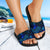 Chuuk Slide Sandals - Turtle Hibiscus Pattern Blue - Polynesian Pride