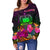 Samoa Women's Off Shoulder Sweater - Summer Hibiscus - Polynesian Pride