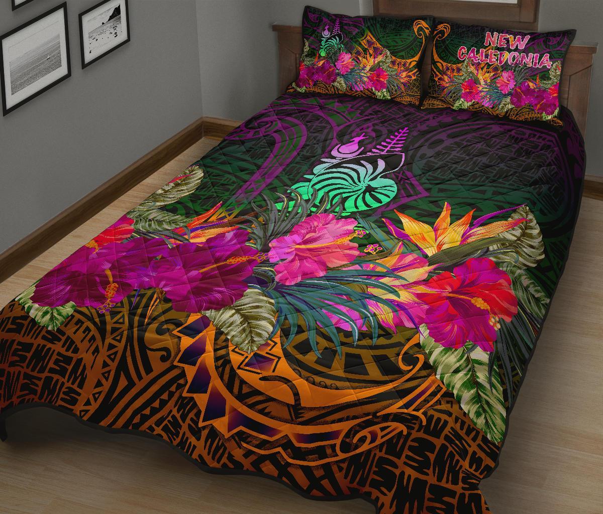 New Caledonia Polynesian Quilt Bed Set - Summer Hibiscus - Polynesian Pride