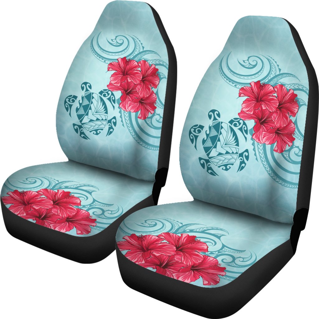 Hawaii Polynesian Turtle Hibiscus Blue Car Seat Cover - Bless Style Universal Fit Blue - Polynesian Pride