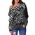 Guam Polynesian Off Shoulder Sweater (Women) - White Turtle Flowing - Polynesian Pride