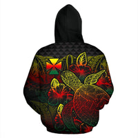 Wallis and Futuna Polynesian Zip up Hoodie Turtle Hibiscus Reggae - Polynesian Pride