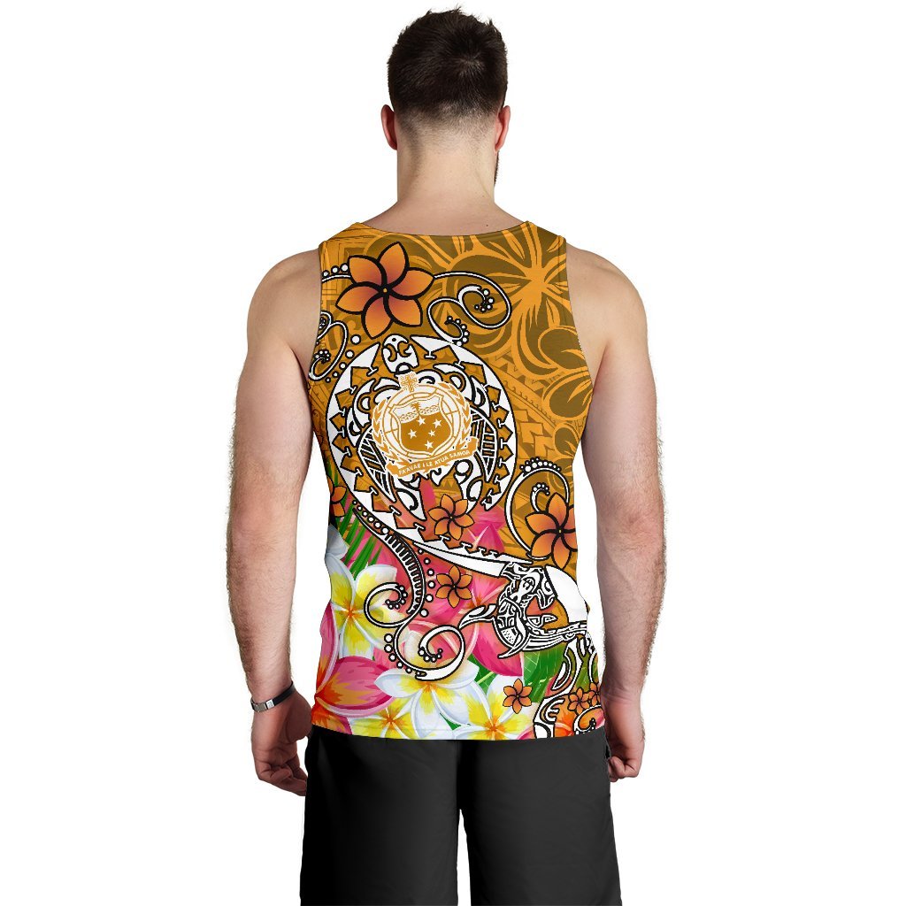 Samoa Men's Tank Top - Turtle Plumeria (Gold) - Polynesian Pride
