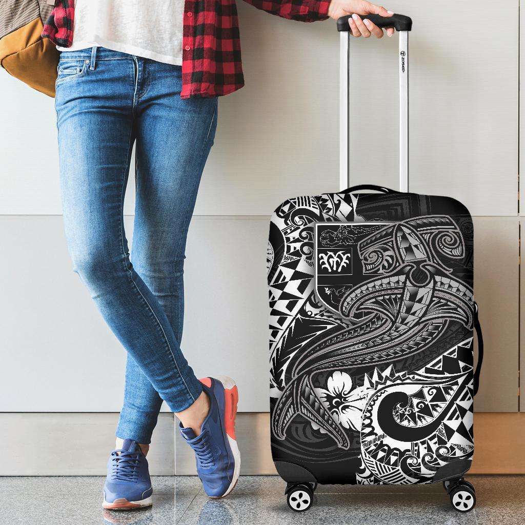 Fiji Luggage Covers - White Shark Polynesian Tattoo White - Polynesian Pride