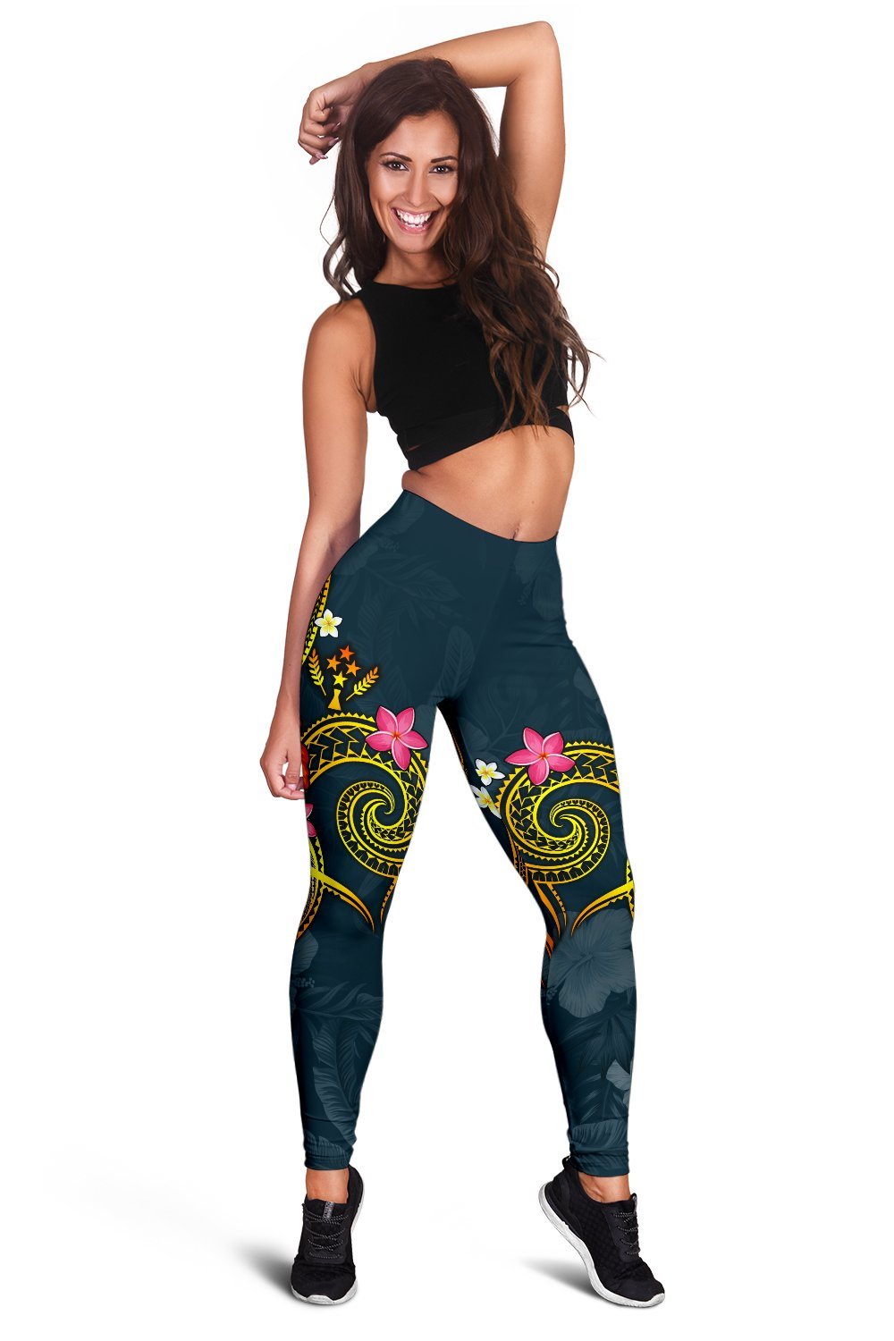 Kosrae Polynesian Leggings - Legend of Kosrae (Blue) - Polynesian Pride