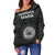 American Samoa Women's Off Shoulder Sweater - Seal In Polynesian Tattoo Style ( Black) - Polynesian Pride