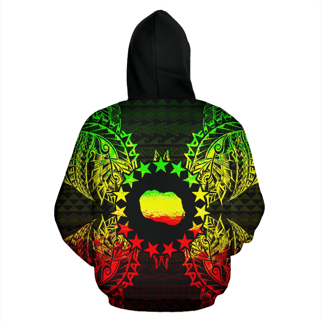 Cook Islands Polynesian ll Over Hoodie Map Reggae - Polynesian Pride