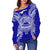 American Samoa Polynesian Shoulder Sweater Map Blue - Polynesian Pride