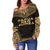 Papua New Guinea Polynesian Chief Women's Off Shoulder Sweater - Gold Version - Polynesian Pride