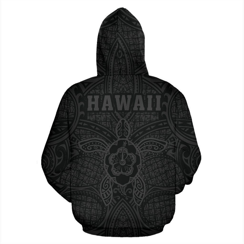 Polynesian Kakau Hula Girl Turtle Hibiscus Hawaii Hoodie Gray - Polynesian Pride