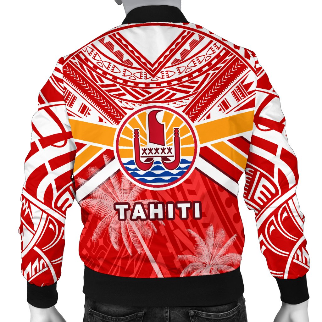 Tahiti Rugby Men Bomber Jacket Polynesian Coat Of Arms and Flag - Polynesian Pride
