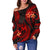 Tonga Polynesian Off Shoulder Sweater - Red Plumeria - Polynesian Pride