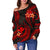 Polynesian Hawaii Off Shoulder Sweater - Red Plumeria - Polynesian Pride