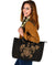 Hawaii Kakau Polynesian Turtle Map Large Leather Tote - Gold - Polynesian Pride