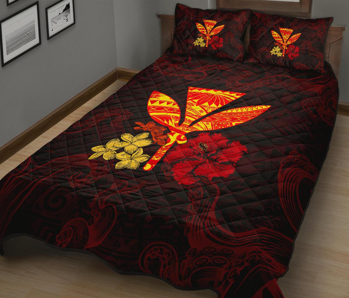 Polynesian Kanaka Maoli Flower Quilt Bed Set - Polynesian Pride