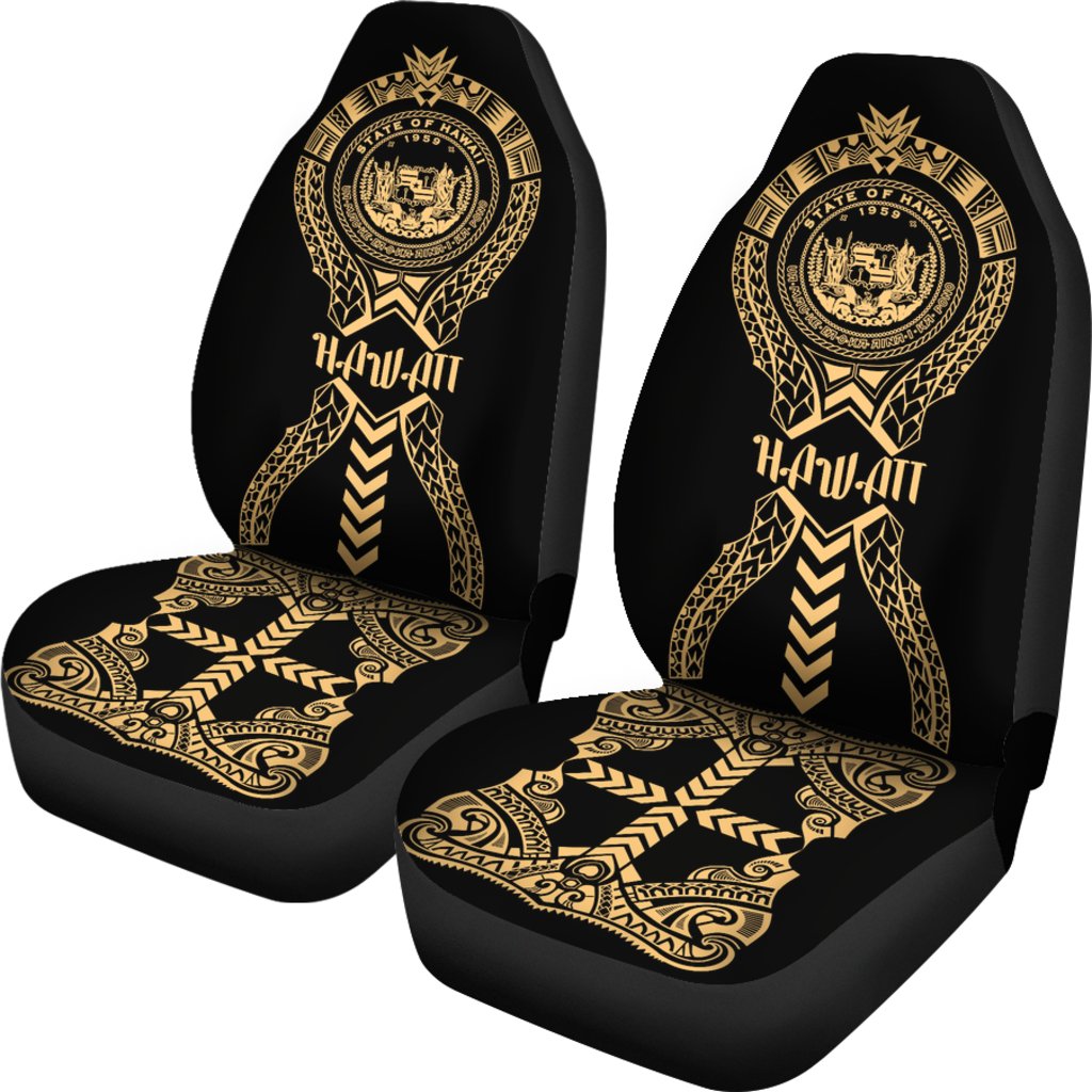 Hawaii Car Seat Covers - Hawaii Seal Polynesian Tribal Gold - Polynesian Pride