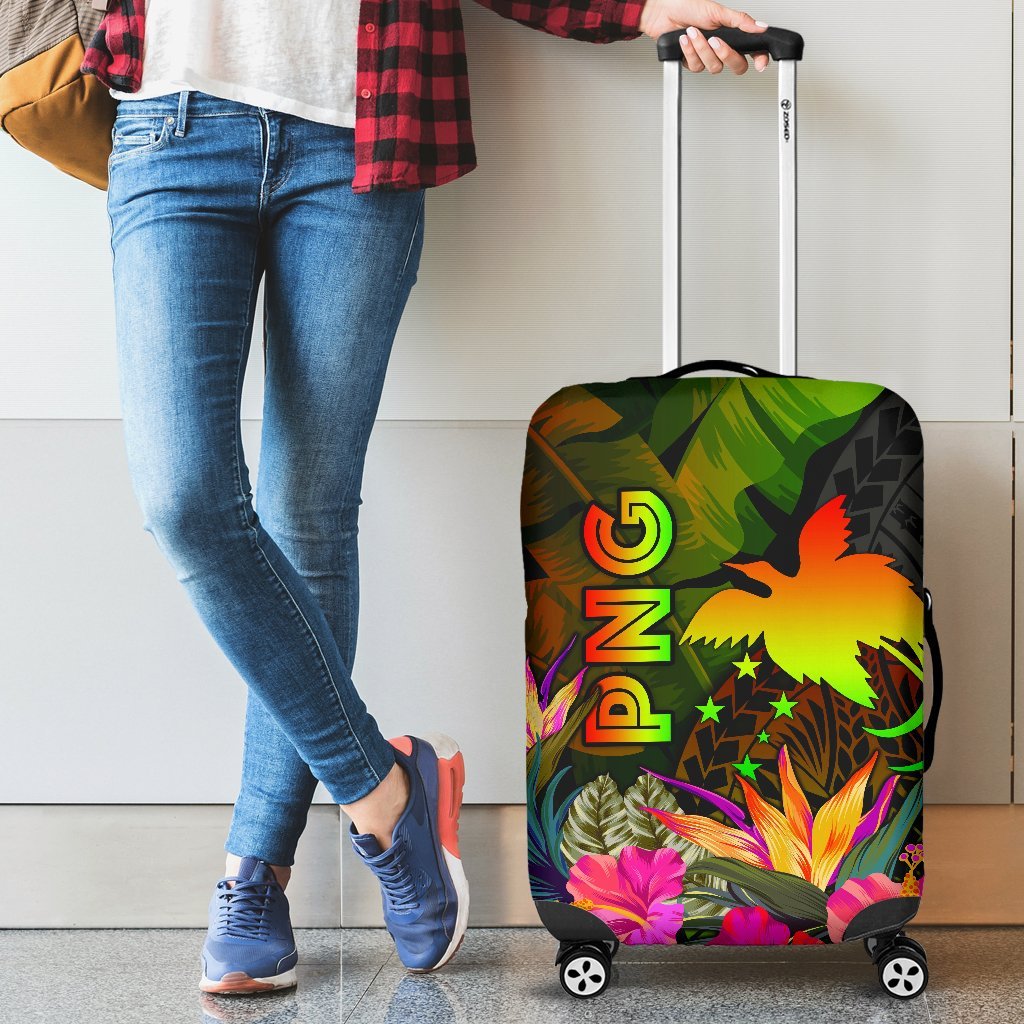 Papua New Guinea Polynesian Luggage Covers - Hibiscus and Banana Leaves Reggae - Polynesian Pride