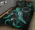 Cook Islands Polynesian Quilt Bed Set - Turtle With Blooming Hibiscus Turquoise - Polynesian Pride