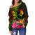 YAP Polynesian Women's Off Shoulder Sweater - Hibiscus and Banana Leaves - Polynesian Pride