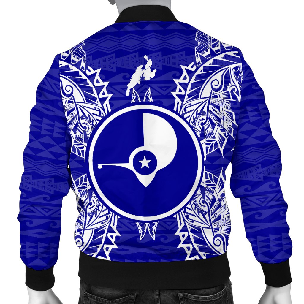 Yap Polynesian Men's Bomber Jacket Map Blue - Polynesian Pride