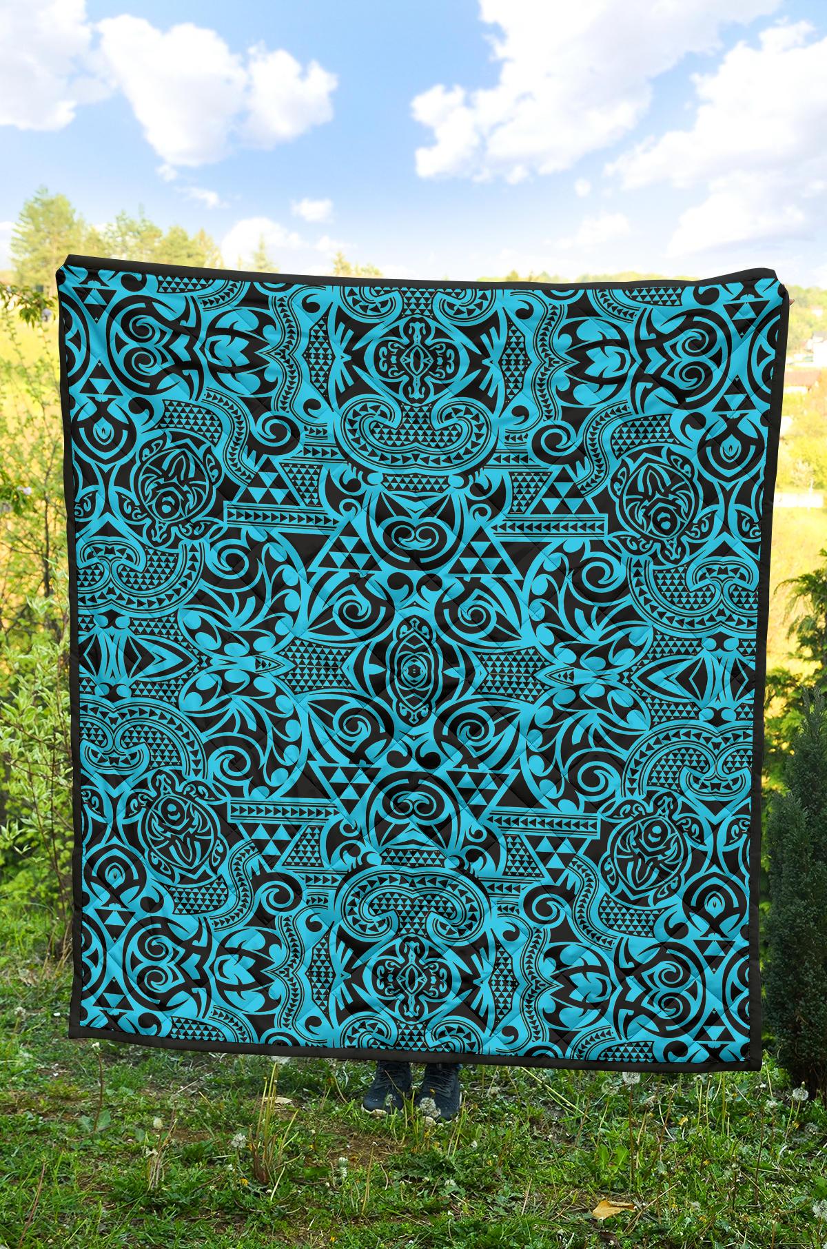 Polynesian Premium Quilt Grown Blue White - Polynesian Pride