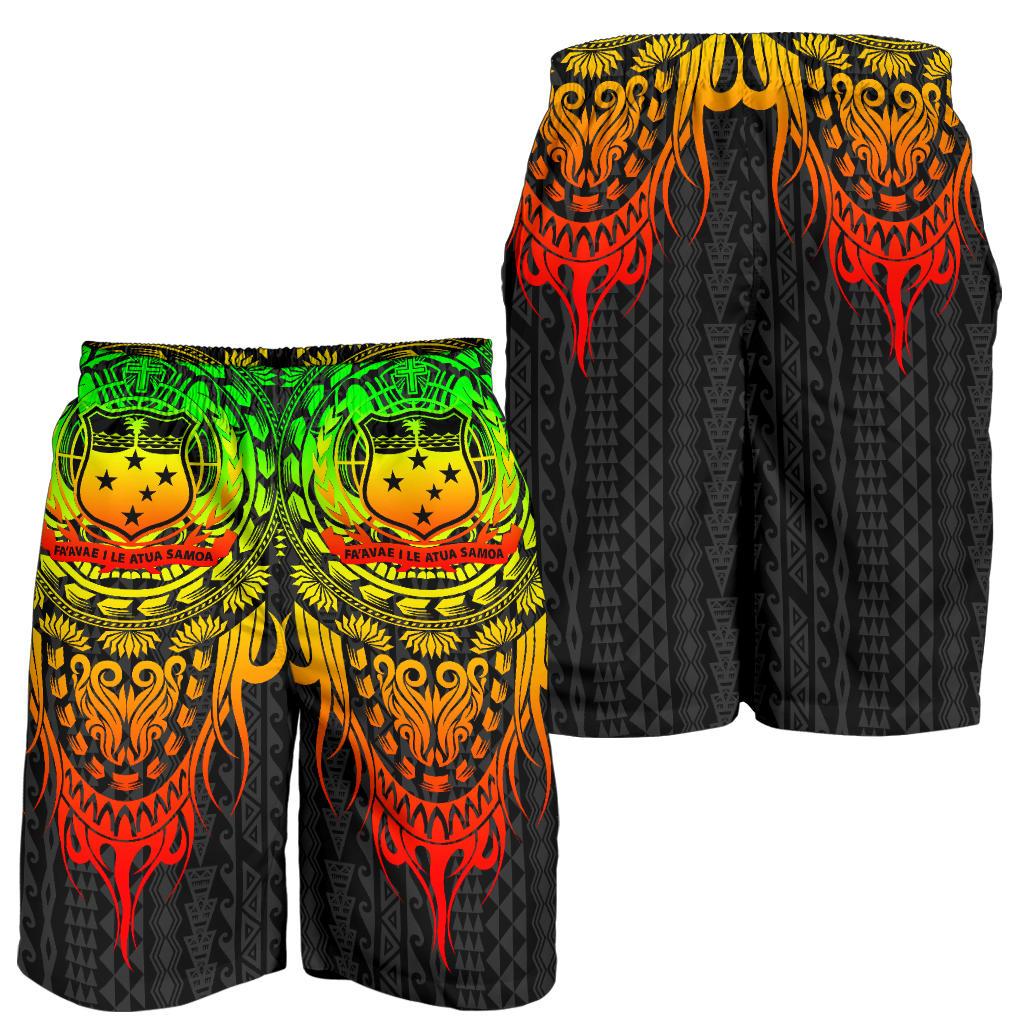 Samoa Polynesian All Over Print Men's Shorts - Tattoo Pattern With Seal Reggae - Polynesian Pride