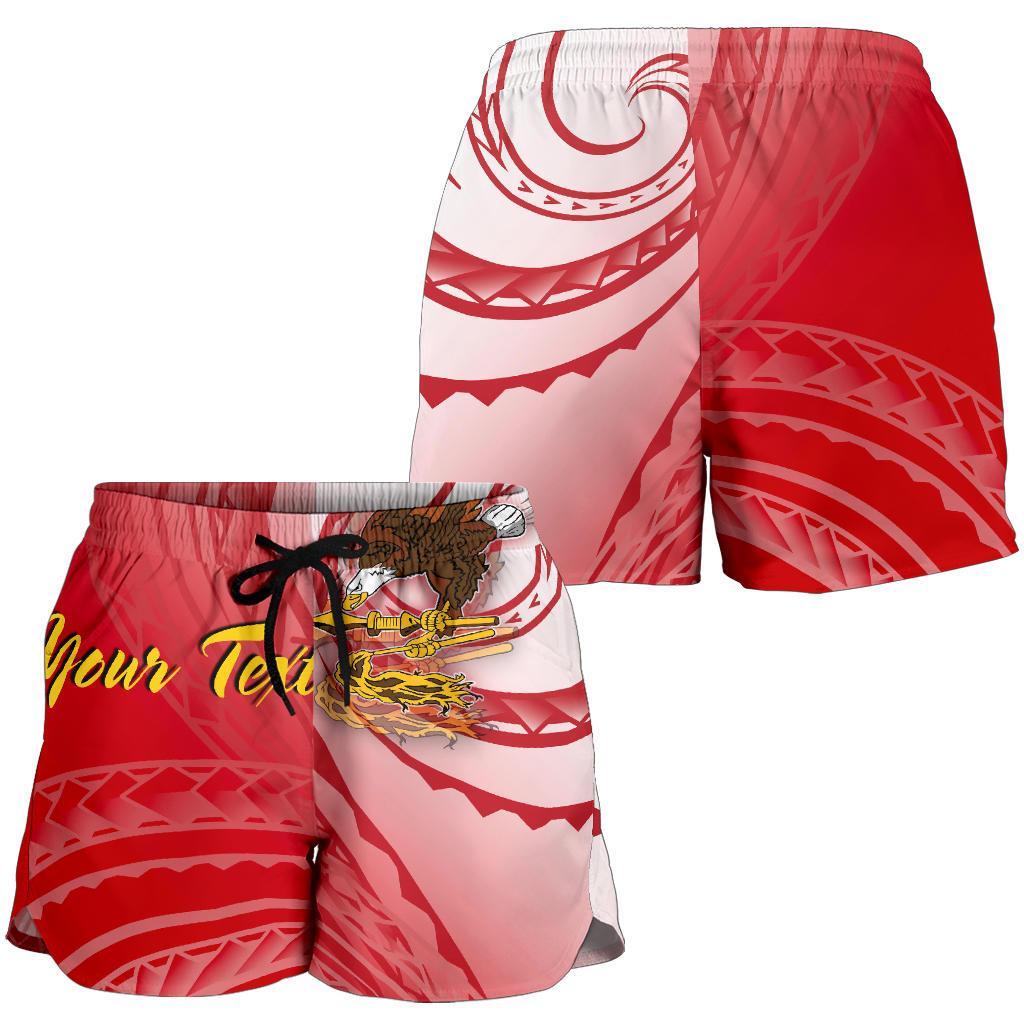 American Samoa Polynesian Custom Personalised Personalized Women's Shorts - Bald Eagle (Red) - Polynesian Pride