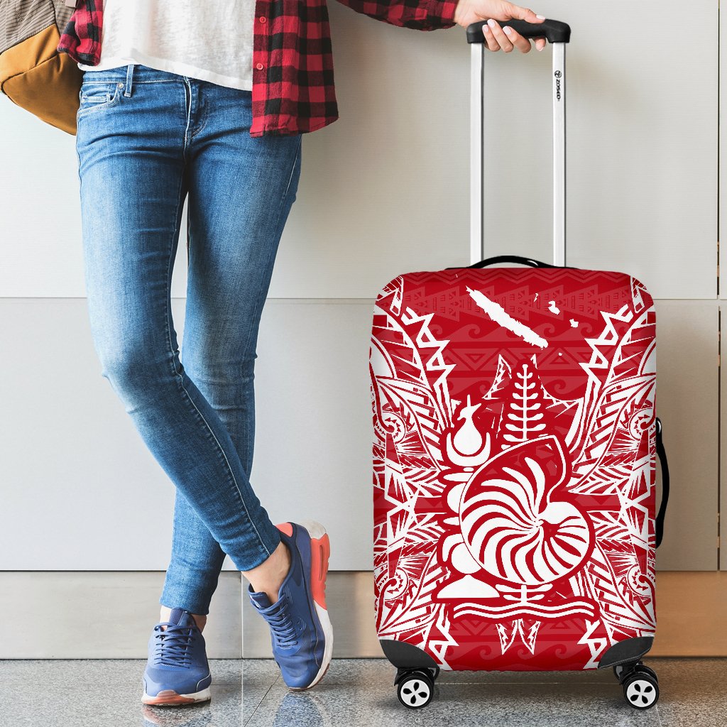 New Caledonia Polynesian Luggage Covers Map Red White - Polynesian Pride