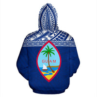 Guam Polynesian All Over Custom Hoodie Blue Horizontal Style - Polynesian Pride