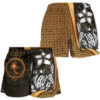 Chuuk Micronesia Women's Shorts Gold - Turtle With Hook - Polynesian Pride