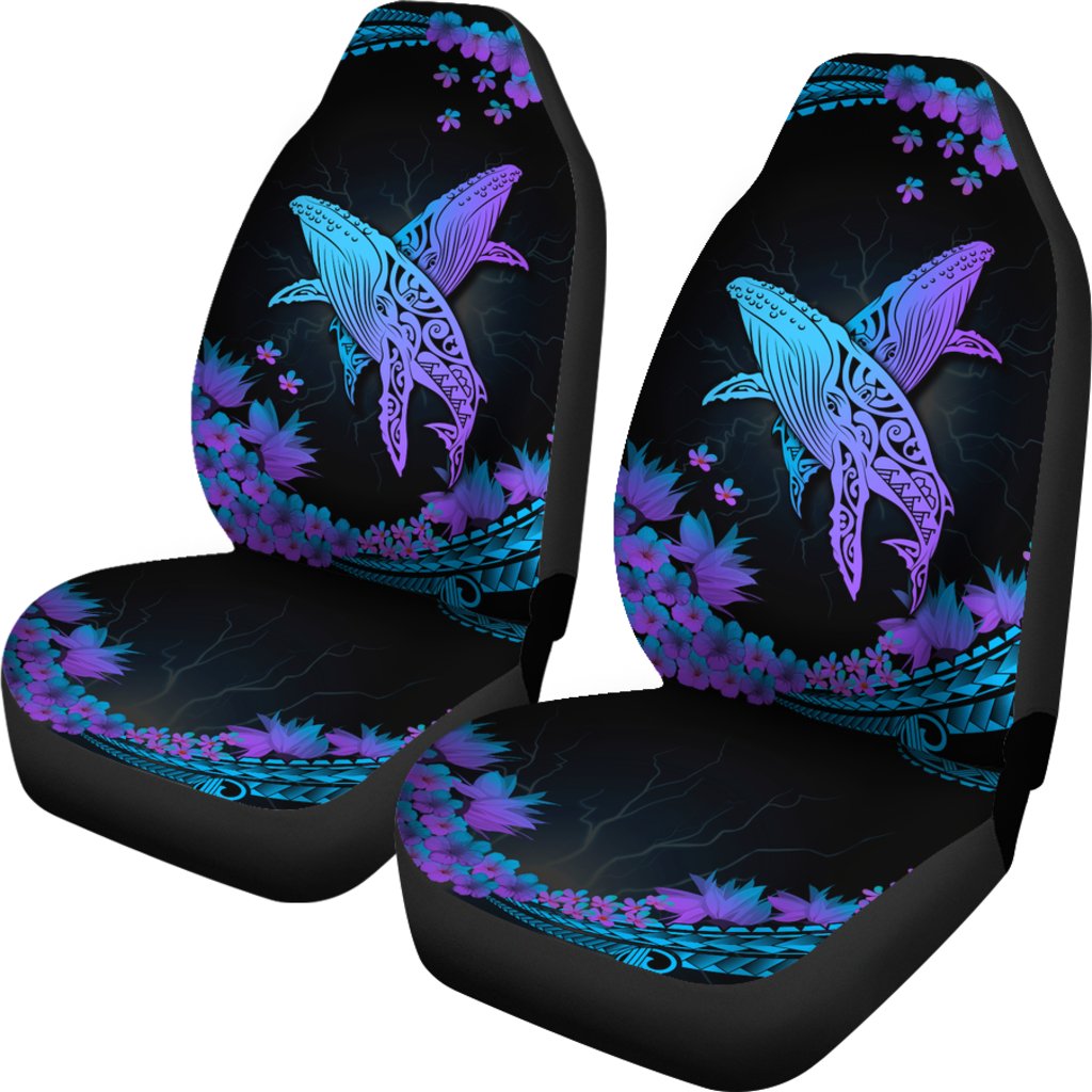 Hawaii Whale Polynesian Hibiscus Car Seat Cover - Lae Style Universal Fit Black - Polynesian Pride