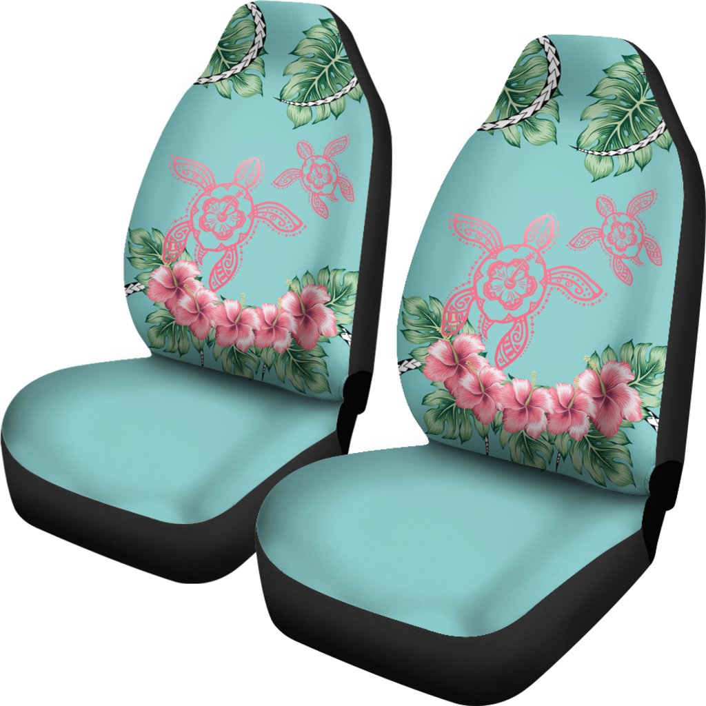 Hawaii Tropical Hibiscus Turtle Mint Style - Car Seat Cover AH Universal Fit Art - Polynesian Pride