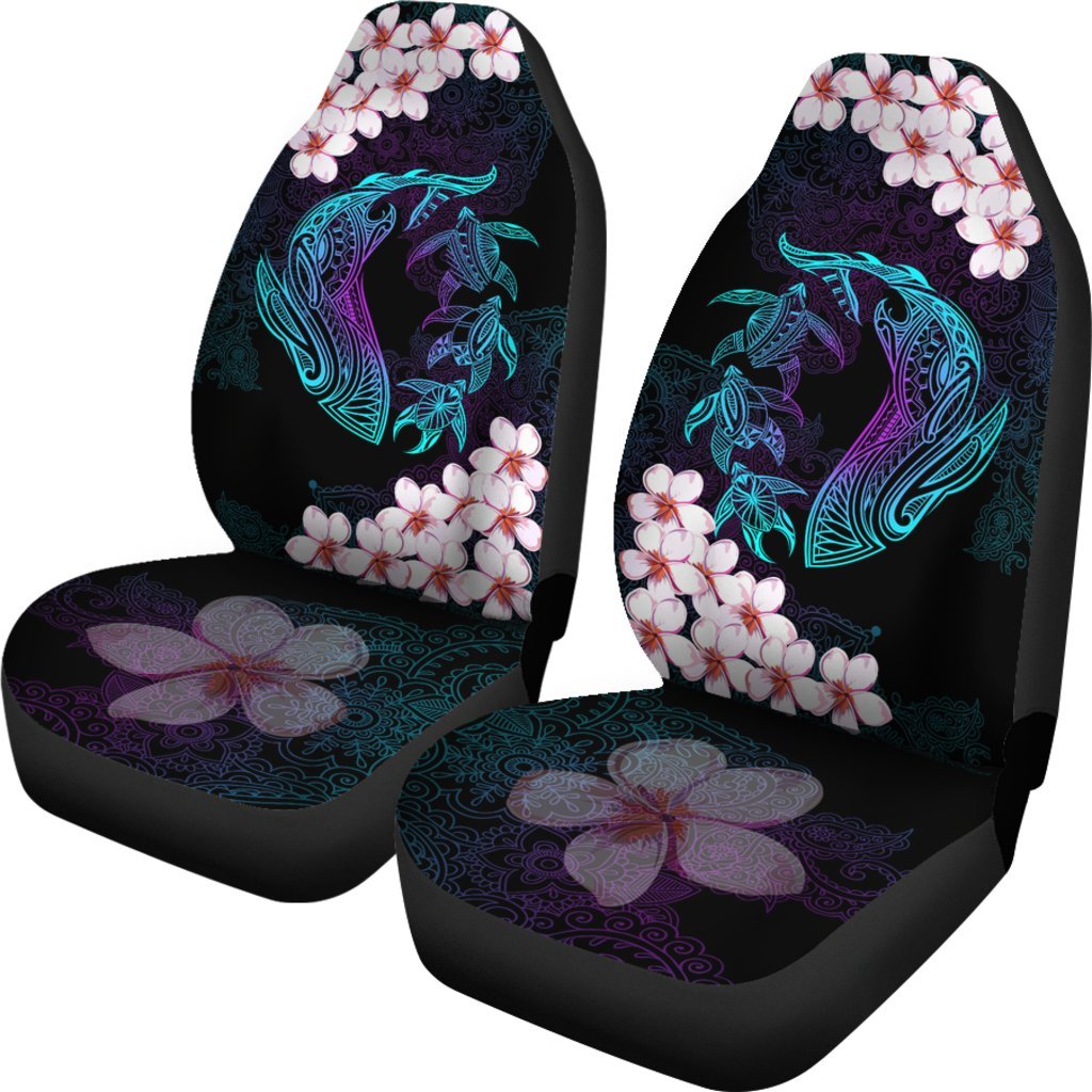 Hawaiian Shark Turtle Plumeria Car Seat Cover - Black - Zelda Style - AH Universal Fit Black - Polynesian Pride