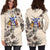 Norfolk Island Hoodie Dress - Norfolk Island Coat Of Arms & Beige Hibiscus - Polynesian Pride