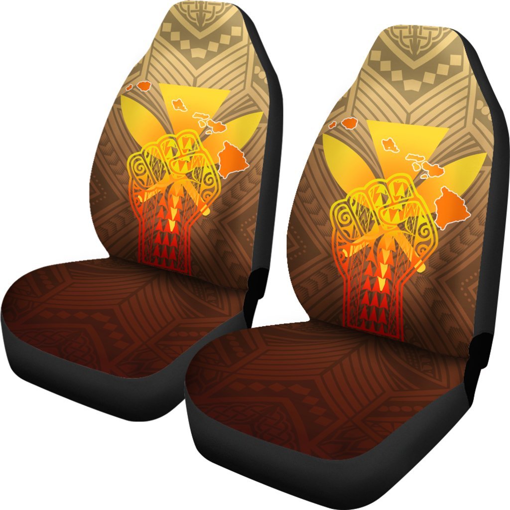 Hawaii Kanaka Map Hand Polynesian Car Seat Covers - Susi Style - AH Universal Fit Gold - Polynesian Pride