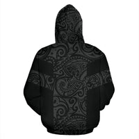 Polynesian Zip Hoodie Polynesian Tattoo Style Grey - Polynesian Pride