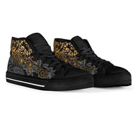 Guam Polynesian High Top Shoes - Gold Turtle Flowing - Polynesian Pride