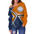 Marshall Islands Off Shoulder Sweater - Marshall Islands Flag with Polynesian Patterns - Polynesian Pride