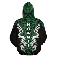 Hawaii Turtle Tribal Green Zip up Hoodie Armor Style - Polynesian Pride