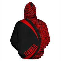 Polynesian Kanaka Maoli Map of Hawaii Hoodie Red Circle Style - Polynesian Pride