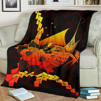 Tokelau Polynesian Premium Blanket - Swordfish With Hibiscus - Polynesian Pride