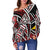 Tokelau Women's Off Shoulder Sweaters - Tribal Flower Special Pattern Red Color - Polynesian Pride