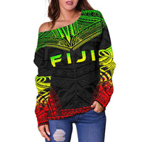Fiji Polynesian Chief Women's Off Shoulder Sweater - Reggae Version - Polynesian Pride