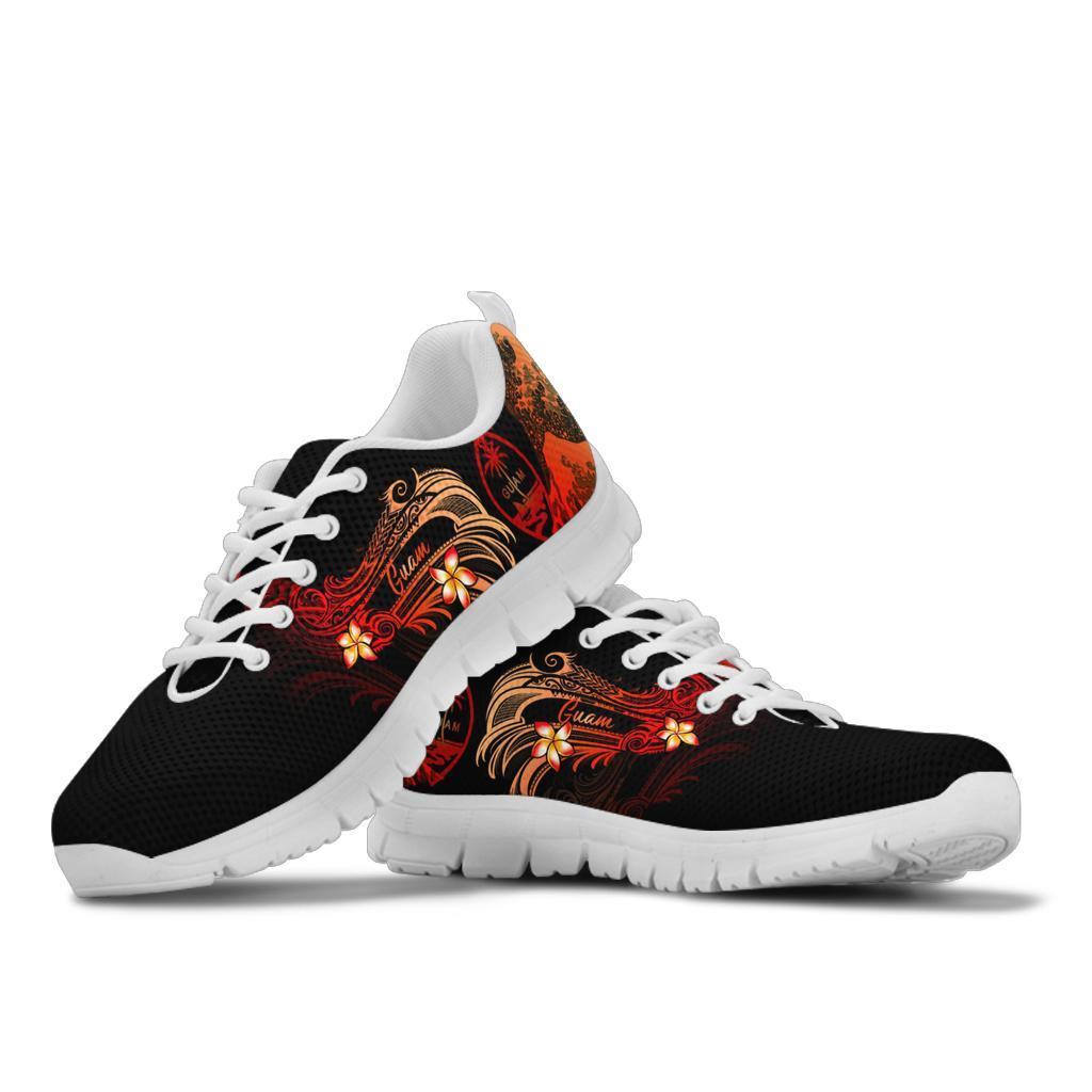 Guam Polynesian Sneakers - Plumeria Flowers And Waves - Polynesian Pride