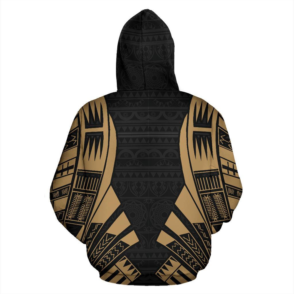 Poly All Over Custom Zip up Hoodie Polynesian Tattoo Gold Style - Polynesian Pride