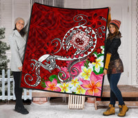Samoa Premium Quilt - Turtle Plumeria (Red) - Polynesian Pride