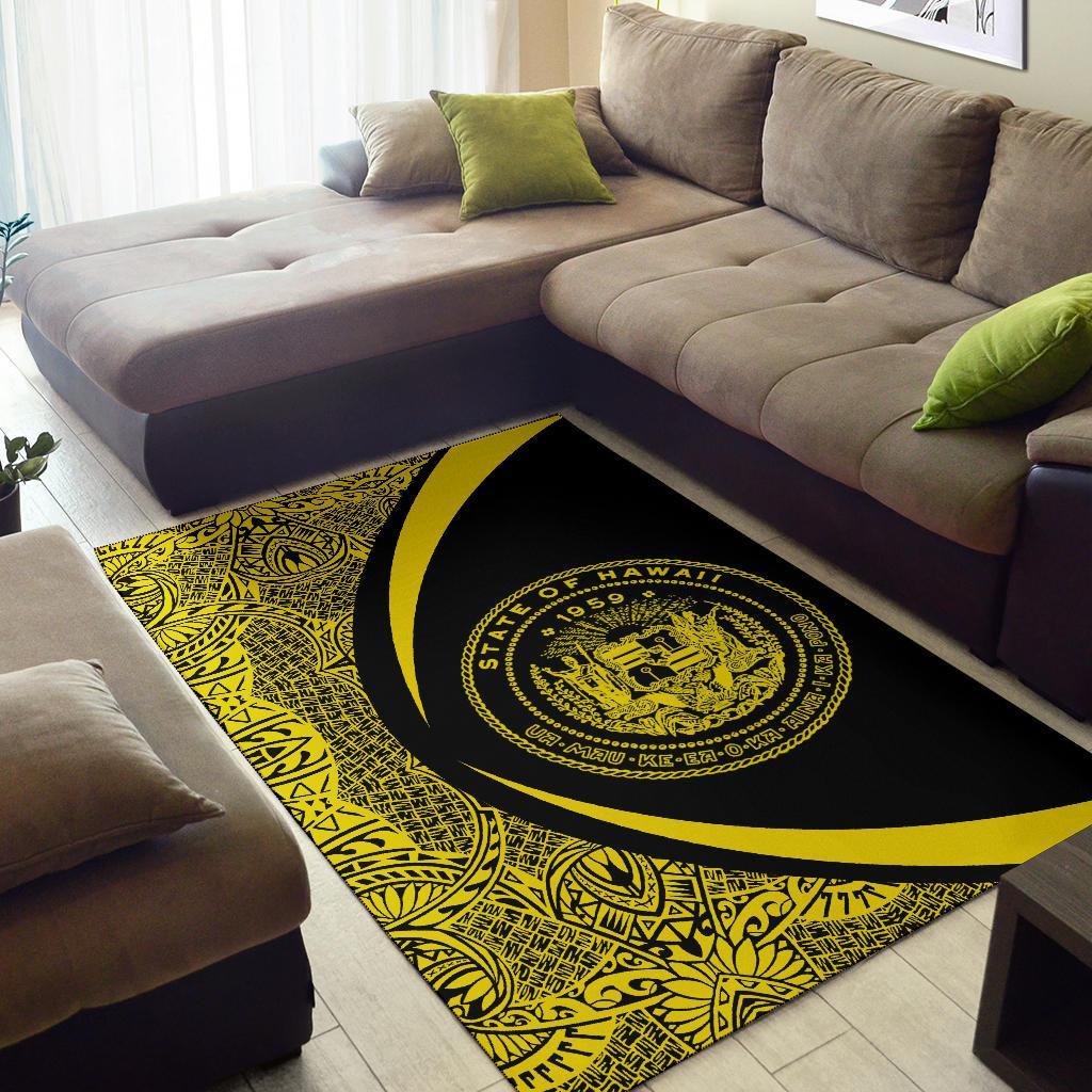 Hawaii Coat Of Arms Polynesian Area Rug Circle Style - Polynesian Pride