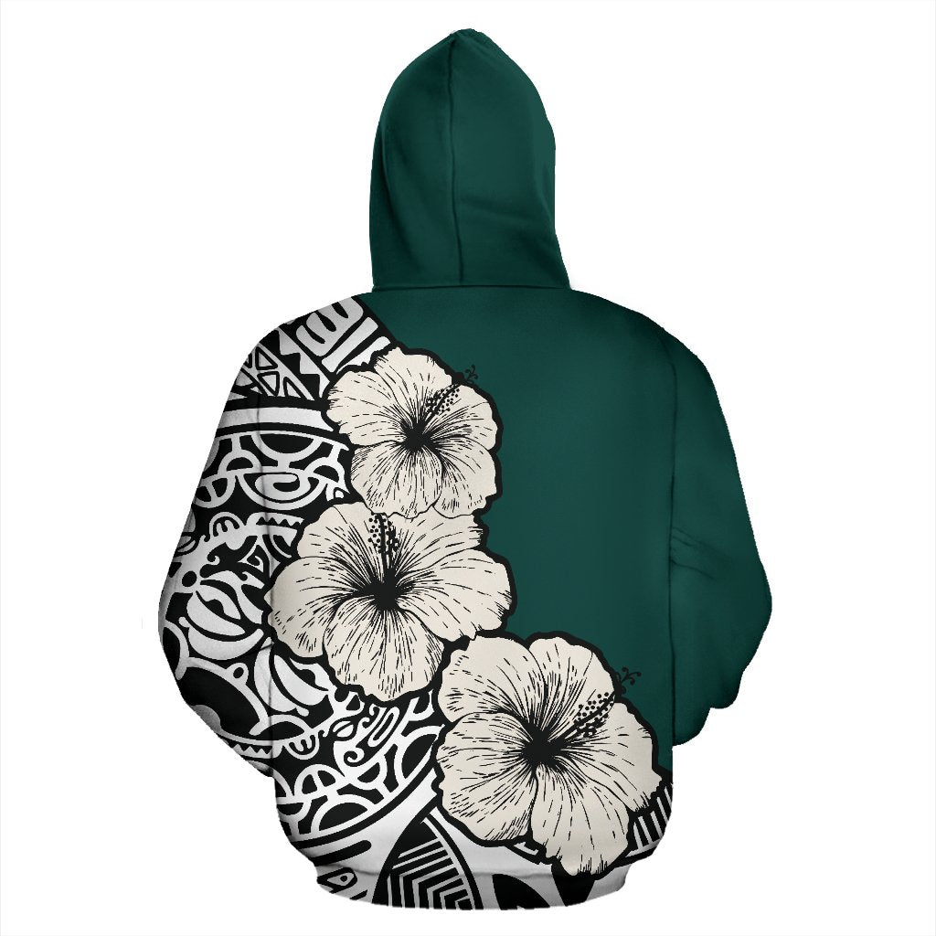 Hawaiian Allover Zip Hoodie Hawaii Kanaka Maoli Flag Hibiscus A0 - Polynesian Pride