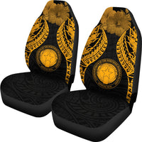 Northern Mariana Islands Polynesian Car Seat Covers Pride Seal And Hibiscus Gold - Polynesian Pride
